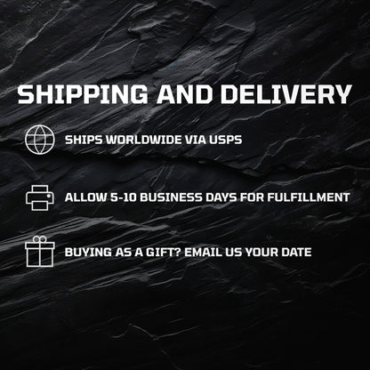 Shipping and delivery:
Ships worldwide via USPS
Allow 5-10 business days for fulfillment
Buying as a gift? Email us your date
