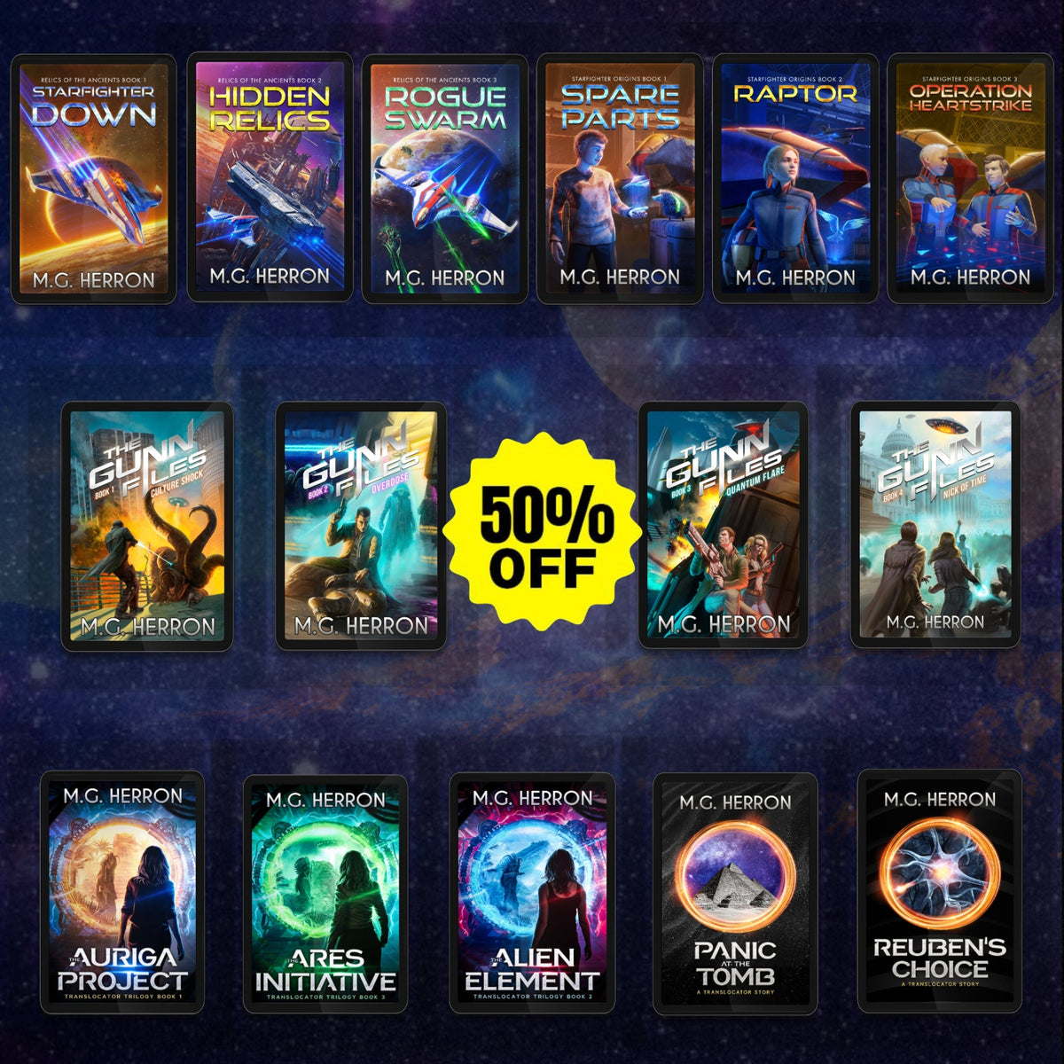 Multi-Series E-book Bundle: Relics of the Ancients + The Translocator Trilogy + The Gunn Files - MG Herron Books